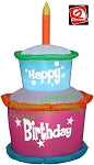 3 1/2' Gemmy Airblown Inflatable Colorful Birthday Cake w/ Candle