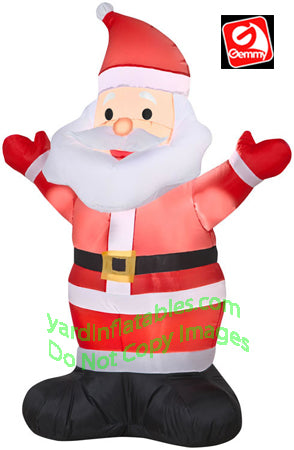 4' Gemmy Airblown Inflatable Santa With Both Hands Up