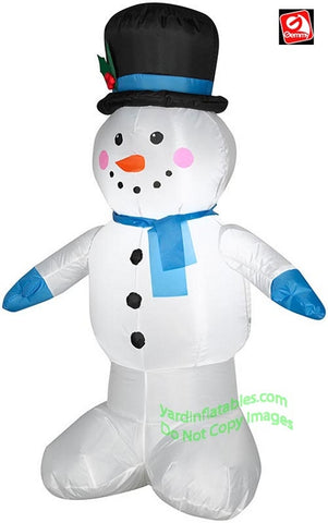 4' Gemmy Airblown Inflatable Snowman Standing Wearing Top Hat