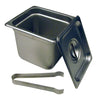 Image of 4" Steam Table Pan - 1/6 Size Pan with lid and tongs