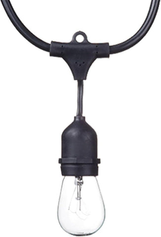 48' Outdoor LED String Light Set with Warm White S14 Bulbs for Patio, Tent, and Event Lighting