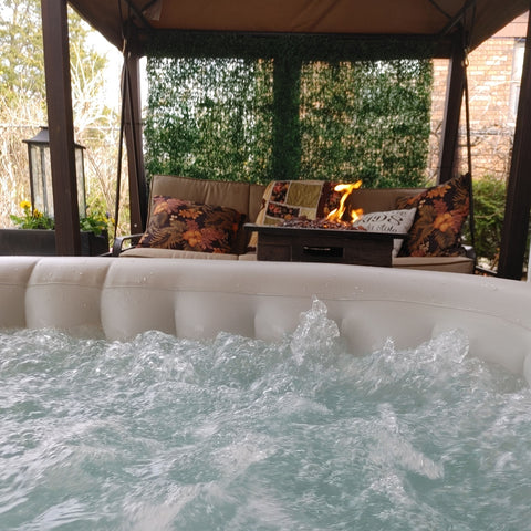 4 Person 160 Gallon Square Inflatable Black and White Hot Tub Spa With Cover by Aleko