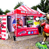 Image of Custom Canopy Tent with Full Back, Half Side Walls, Feather Flags & Table Cover