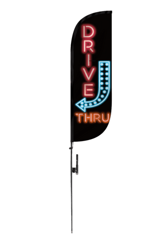 Drive Thru Neon Feather Flag