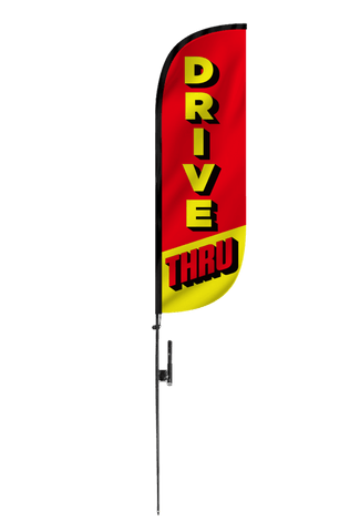 Drive Thru Red & Yellow Feather Flag