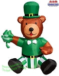 6' Air Blown Inflatable St. Patrick's Day Teddy Bear w/ Shamrock