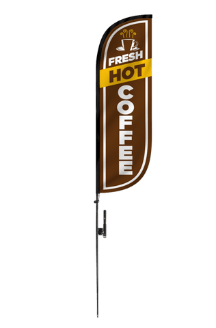 Fresh Hot Coffee Feather Flag