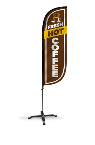 Fresh Hot Coffee Feather Flag