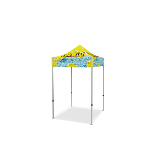 Custom Canopy Tent with Full Back, Half Side Walls, Feather Flags & Table Cover