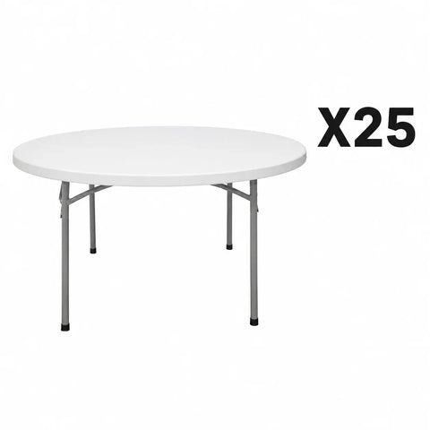 60" Round Resin Folding Tables - 25 Pack by Cutting Edge
