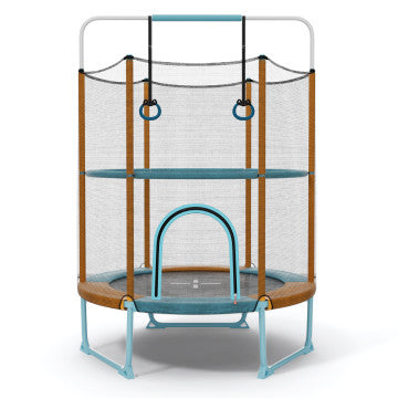 60 Inch Trampoline with Gymnastic Bar and Rings for Kids