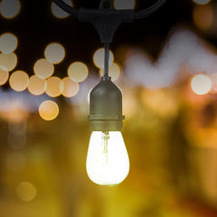 48' Outdoor LED String Light Set with Warm White S14 Bulbs for Patio, Tent, and Event Lighting