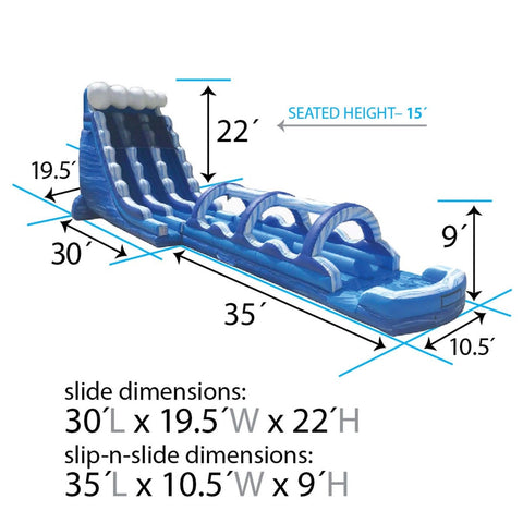 Blue Marble Dual Lane Splash and Ride Inflatable Water Slide Combo with Blowers