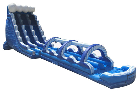 Blue Marble Inflatable Water Slide and Curved Slip n' Slide Combo with Blowers