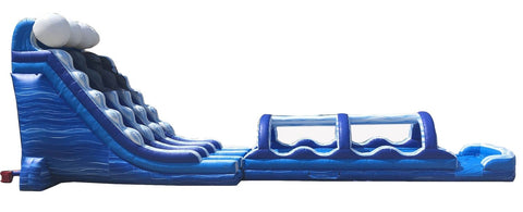 Save on Water Slide Near Me Blue Marble Commercial Inflatable Splash and Ride Slide Combo with Blowers