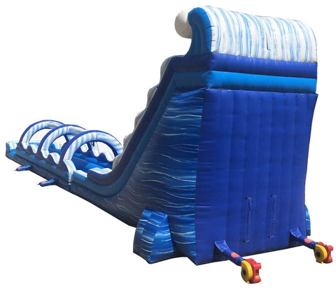 Buy Inflatable Water Slide Near Me Blue Marble Splash and Ride Slide Combo with Blowers