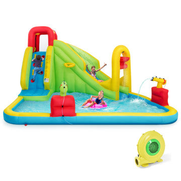 Outdoor Inflatable Water Bounce House with 480W Blower by Costway