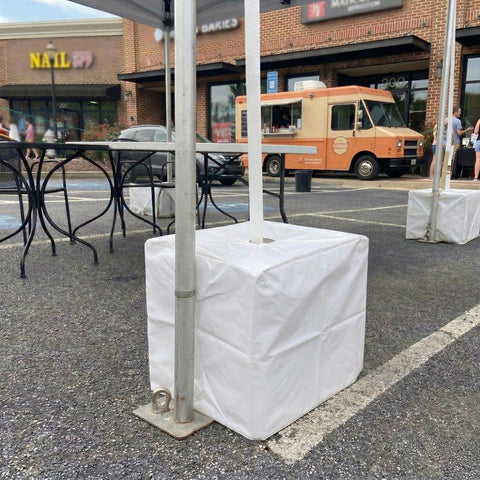 700 lb Tent Ballast Vinyl Block Cover - 21" x 21" x 23", White