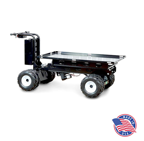 Electric Flatbed Wagon with 4WD, Power Dump and Extended Range Battery