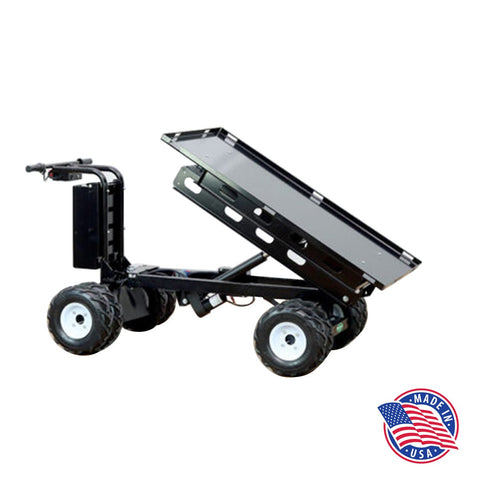 Electric Flatbed Wagon with 4WD, Power Dump and Extended Range Battery