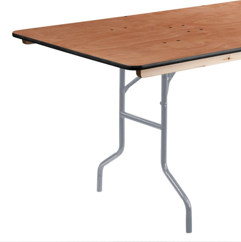 96" Rectangle Wood Folding Banquet Table Rubber Edge