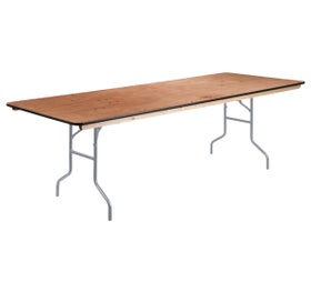 72" Rectangle Wood Folding Banquet Table Rubber Edge
