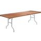 72" Rectangle Wood Folding Banquet Table Rubber Edge