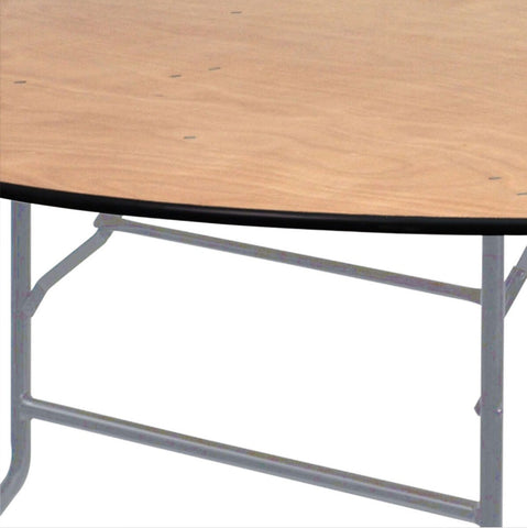 72" Round Wood Folding Table Rubber Edge