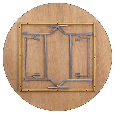 60" Round Wood Folding Table Rubber Edge