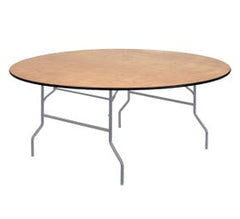 72" Round Wood Folding Table Rubber Edge