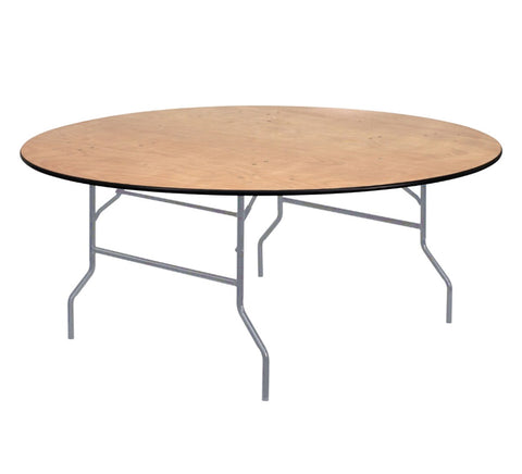 60" Round Wood Folding Table Rubber Edge