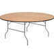 60" Round Wood Folding Table Rubber Edge