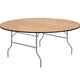 60" Round Wood Folding Table Rubber Edge