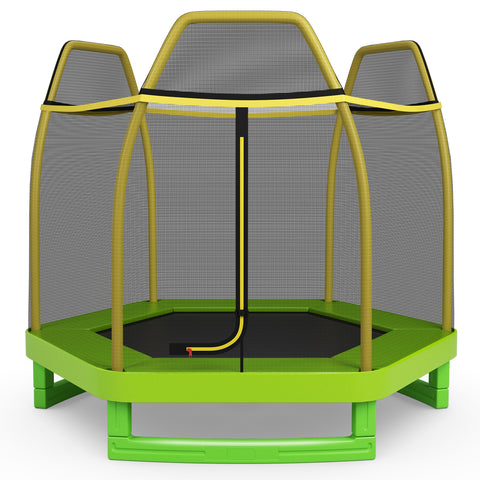 4 Feet Kids Trampoline Recreational Bounce Jumper with Enclosure Net by Costway
