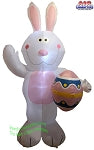 7' Air Blown Inflatable White Easter Bunny Holding Egg
