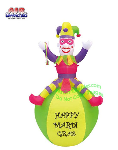 7' Air Blown Inflatable Mardi Gras Pink Jester On Ball