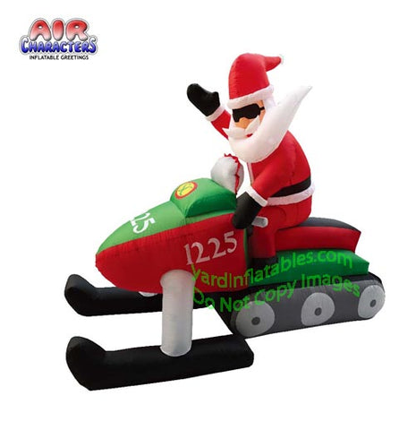 7' Air Blown Inflatable Santa Claus on Snowmobile