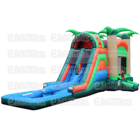 18'H Bounce N Double Dip 2 Lane Tropical w/ Landing by eInflatables