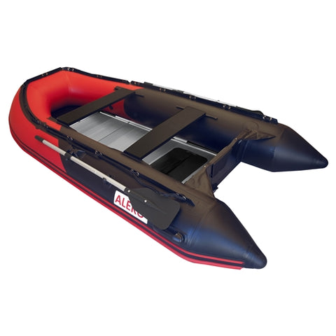12.5 ft Red and Black Inflatable Boat with Aluminum Floor by Aleko
