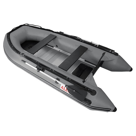 12.5 ft Gray Inflatable Boat with Aluminum Floor by Aleko