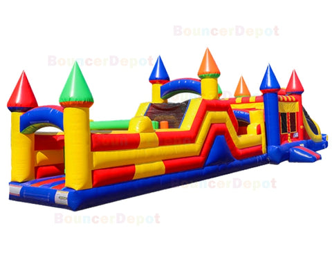 18'H Double Lane Rainbow Bounce Obstacle Course by Bouncer Depot