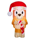 3.5' Gemmy Airblown Inflatable Christmas Bluey's Bingo w/ Candy Cane and Santa Hat