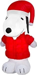 5' Gemmy Airblown Inflatable Peanuts Christmas Snoopy in Puffy Red Coat