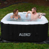 Image of 4 Person 160 Gallon Square Inflatable Black and White Hot Tub Spa With Cover by Aleko