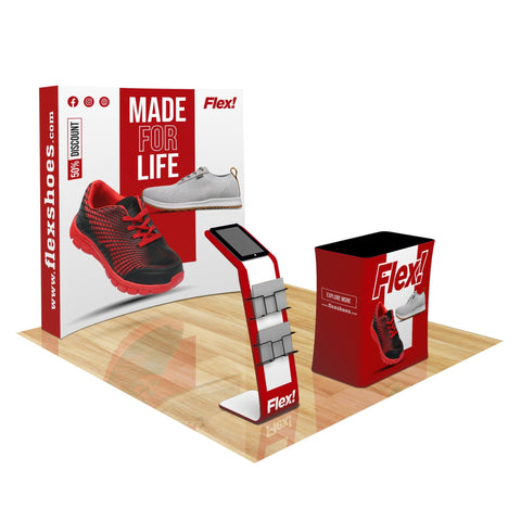 Curved Pop Up Trade Show Display w/ Tablet & Media Stand