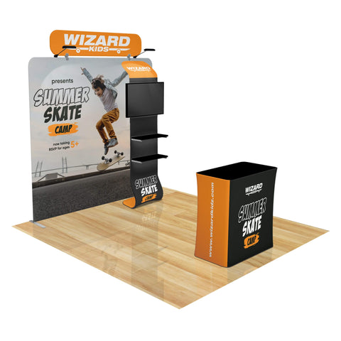 Trade Show Display with Waterfall Shelving