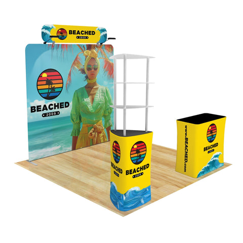 Trade Show Display with Triangle Shelving