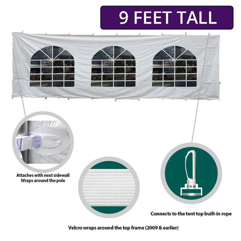 9' x 30' High Peak Frame Party & Canopy Tent Premium Blockout Cathedral Sidewall