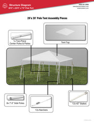 20 x 20 Blue and White Premium Canopy Pole Party Tent by Party Tents