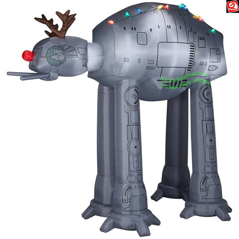 8.5' Gemmy Airblown Inflatable Christmas Star Wars AT-AT w/ Reindeer Antlers and Light String
